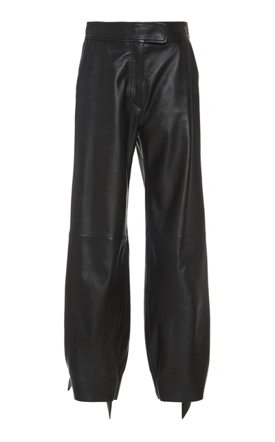 Off-white Leather Jogger Pants In Black