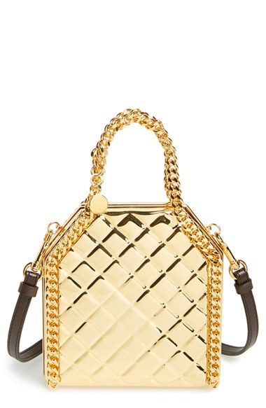 Stella Mccartney 'falabella' Quilted Brass Clutch In Old Gold | ModeSens