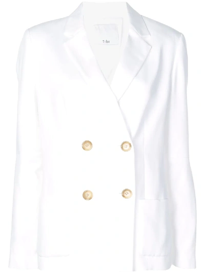Tibi Spring Suiting Blazer With Slit Sleeves In White