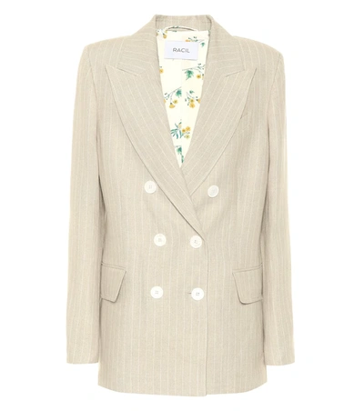 Racil Casablanca Linen Tuxedo Blazer In Grey