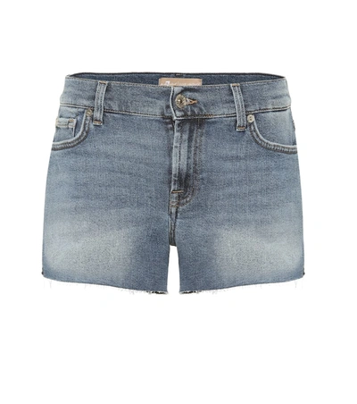7 For All Mankind Mid-rise Denim Shorts In Blue