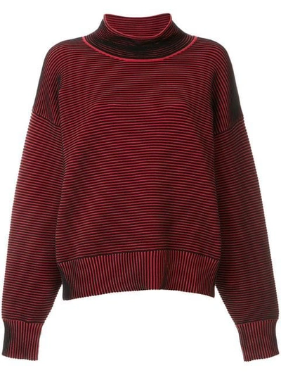 Nagnata Ribbed Knit Turtleneck Jumper In Red ,black