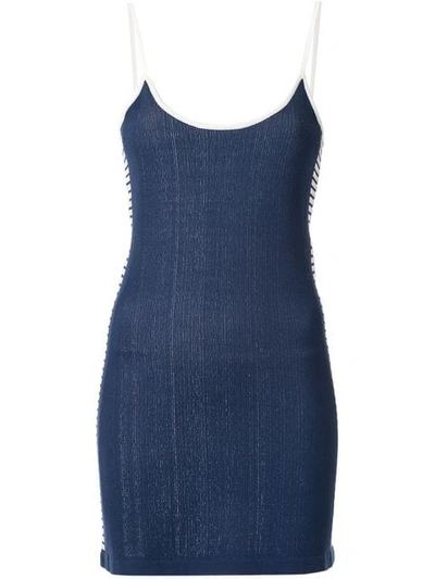 Nagnata Retro Stripe Mini Dress In Navy Cream
