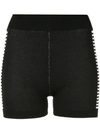 Nagnata Yoni Side Stripe Compression Shorts In Black Cream