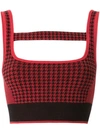 Nagnata Merino-blend Houndstooth T-bar Crop Sports Top In Red