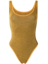 Nagnata Merino-blend Nami Side Stripe Leotard In Yellow