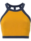 Nagnata Strap Back Crop Sports Top In Turmeric Navy Cream