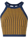 Nagnata Houndstooth Strap Back Crop Sports Top In Blue