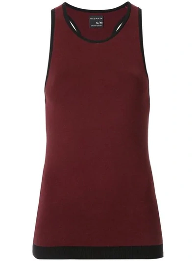 Nagnata Black Trim Racerback Tank Top In Brown