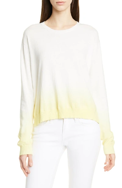 Atm Anthony Thomas Melillo Dip-dye Ombre Crewneck Long-sleeve Boxy Sweater In Lemon Combo