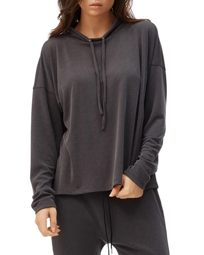 All Fenix Ribbed Long-sleeve Pullover Top In Charcoal
