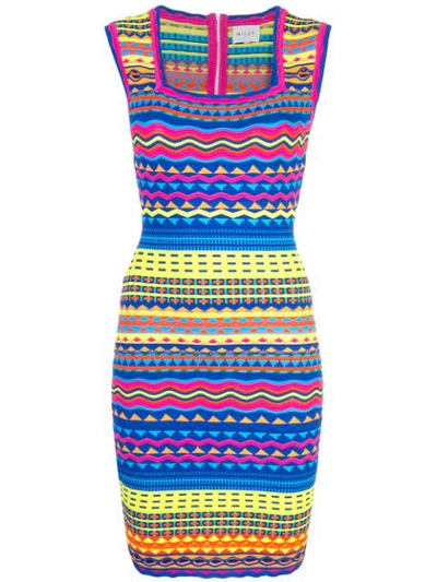 Milly Plus Size Technicolor Textured Square-neck Mini Dress In Rainbow Multi