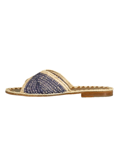 Carrie Forbes Salon Misted Woven Raffia Slide Sandals In Natural