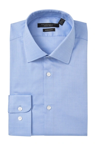 John Varvatos Regular Fit Solid Dress Shirt In Blue Heath
