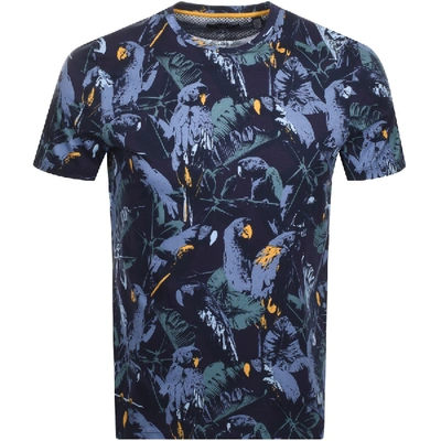 Ted Baker Beakme Parrot Print Crewneck Tee In Navy