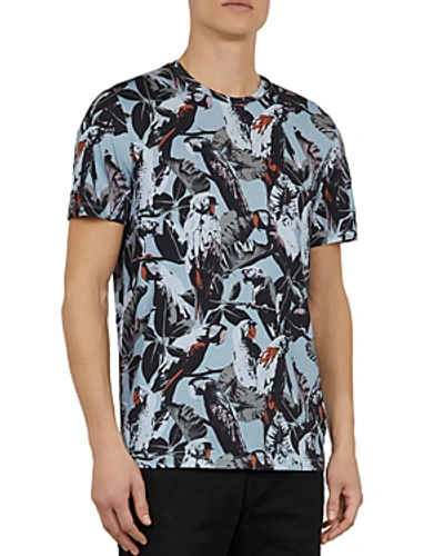 Ted Baker Beakme Parrot Print Crewneck Tee In Blue