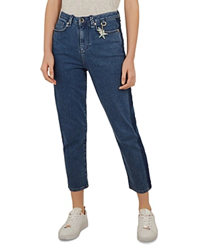 Ted Baker Colour By Numbers Eruca High Waist Straight Jeans In Mid Wash In Mid-wash