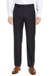 Zanella Todd Relaxed Fit Flat Front Solid Wool Dress Pants In Blue