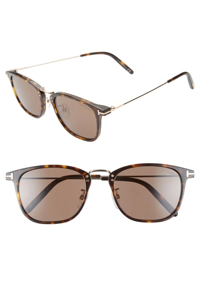 Tom Ford Beau 53mm Square Sunglasses In Tortoise/ Brown