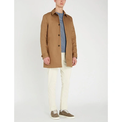 Tiger Of Sweden Carred Slim-fit Cotton Coat In Camel
