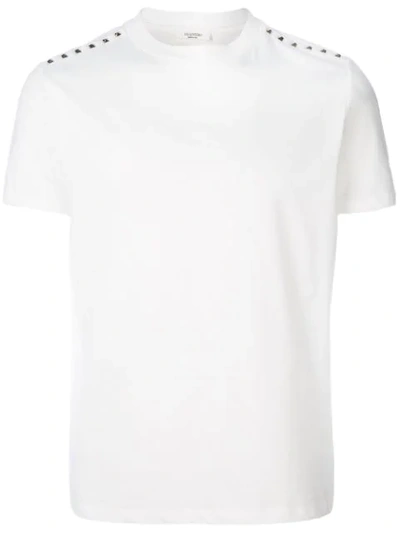 Valentino Rockstud-trim Crewneck Cotton-jersey T-shirt In White