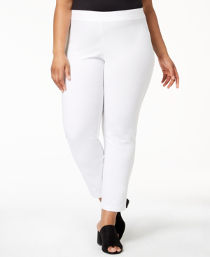 white ankle pants plus size