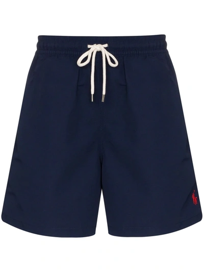 Polo Ralph Lauren Logo Embroidered Swim Shorts In Dark Blue