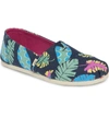 Toms Alpargata Slip-on In Navy Tropical Leaves Fabric