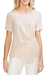 Vince Camuto Side Pleat Mixed Media Blouse In Peach Bellini