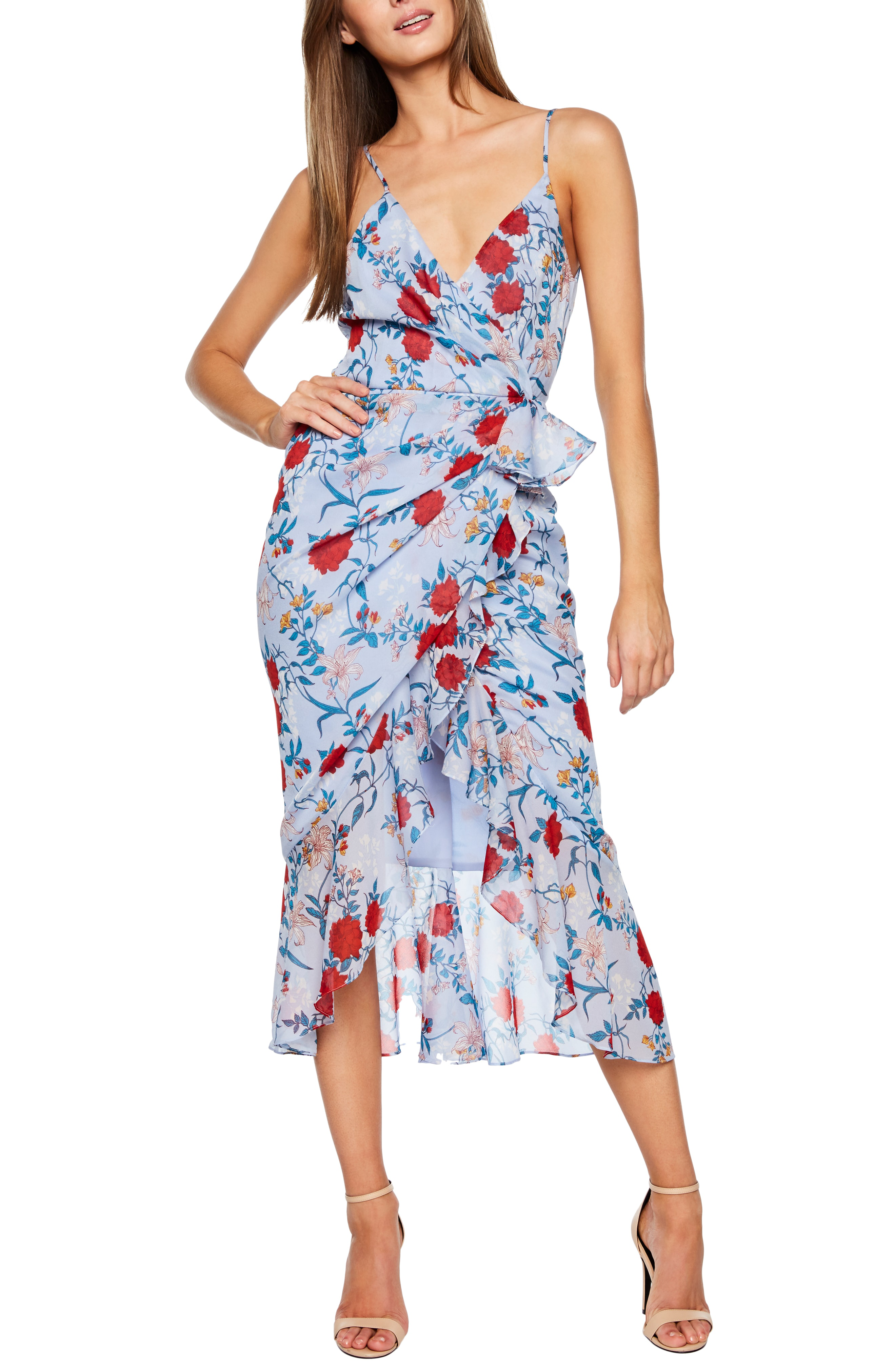 bardot blue floral dress