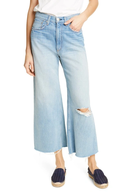 Rag & Bone Ruth Ripped Super High Waist Ankle Wide Leg Jeans In Frant