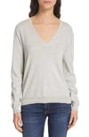 Rag & Bone Kento V-neck Pima Cotton Sweater In Heathered Grey