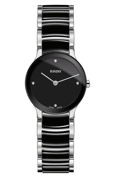 Rado Centrix Diamond Bracelet Watch, 23mm In Black/ Silver