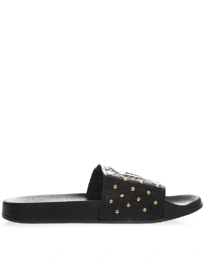 Versace Black Rubber Mini Studs Slipper Sandal