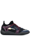 Lanvin Blue-burgundy Nylon And Leather Diving Mid Top Sneakers