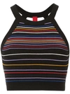 Nagnata Strap Back Crop Sports Top In Multi Stripe