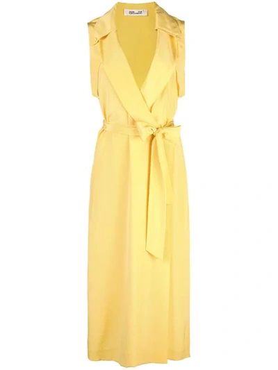 Diane Von Furstenberg Augusta Sleeveless Silk Wrap Dress In Yellow
