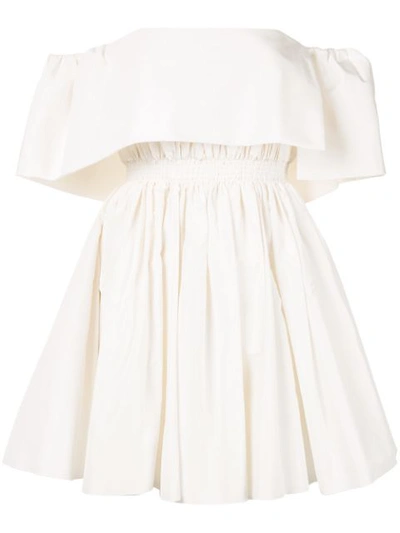 alex perry short white dress Off Shoulder Draped Mini in Duchess Satin 10 / Concealed zip closure Alex Perry, Elyse strapless silk-faille