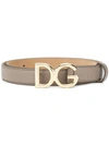 Dolce & Gabbana Leather Belt W/ Logo Buckle In Neutrals