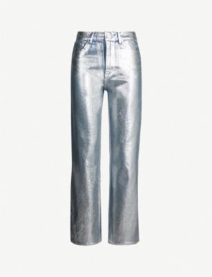 metallic jeans silver
