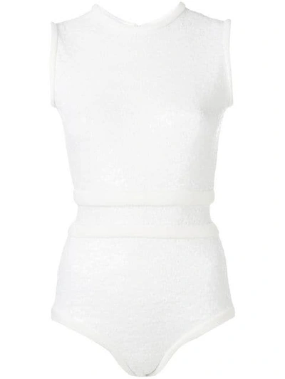 Atu Body Couture Sequinned Sleeveless Body In White
