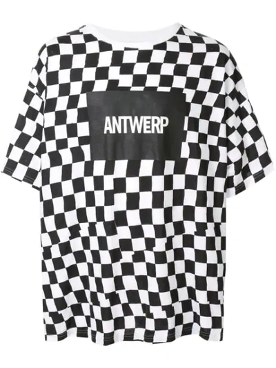 Facetasm Checkered Logo Print T-shirt In Black