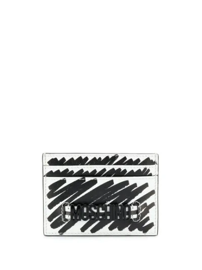 Moschino Logo Plaque Cardholder In White