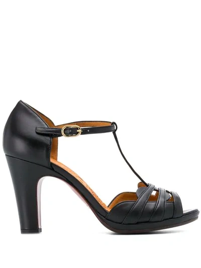 Chie Mihara Aloe Black Leather Heeled Sandal.