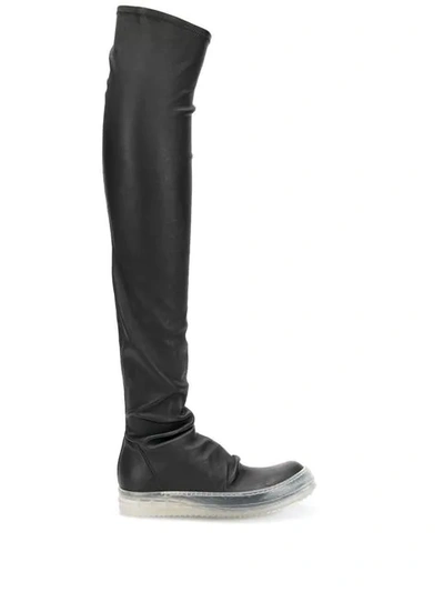 Rick Owens Over The Knee Stocking Sneaker Boots In Black