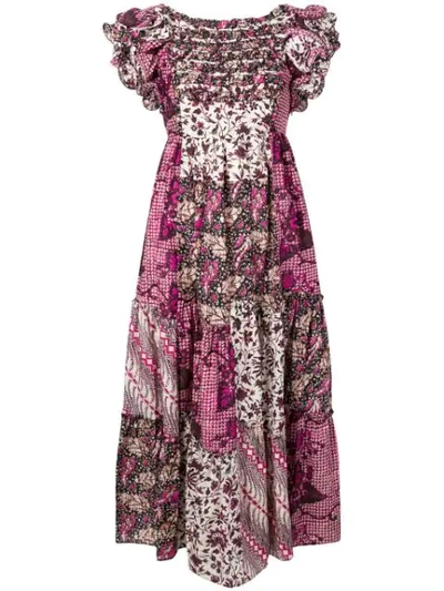 Ulla Johnson Floral Print Patchwork Dress In Pink