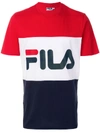 Fila Logo Print Colour Block T-shirt In Red