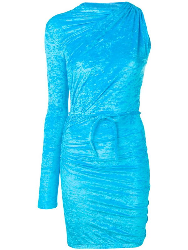 balenciaga blue velvet dress