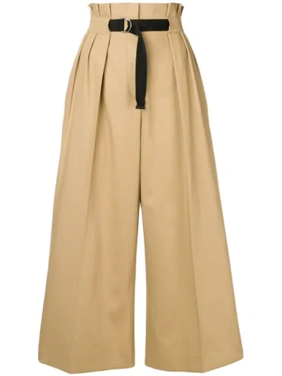 Kenzo Culotte Skirt-effect Flared Trousers In Beige