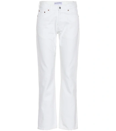 Balenciaga Twisted Leg Jeans In Stonewashed White Denim
